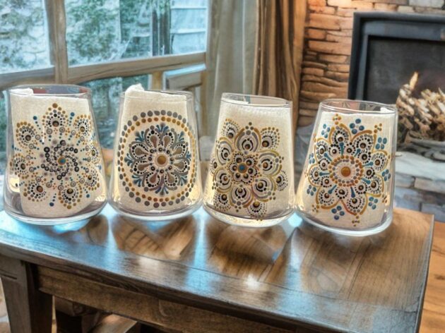 Set of four wine glasses